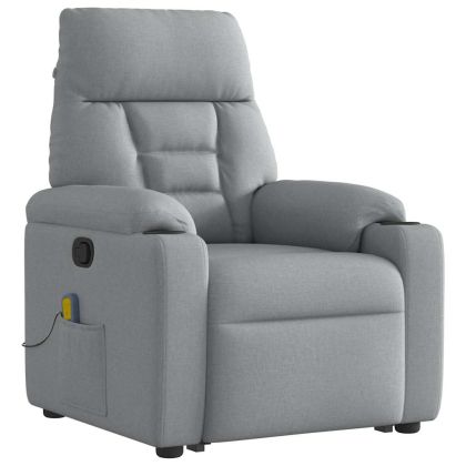 Изправящ масажен реклайнер стол, светлосив, текстил