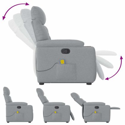 Изправящ масажен реклайнер стол, светлосив, текстил