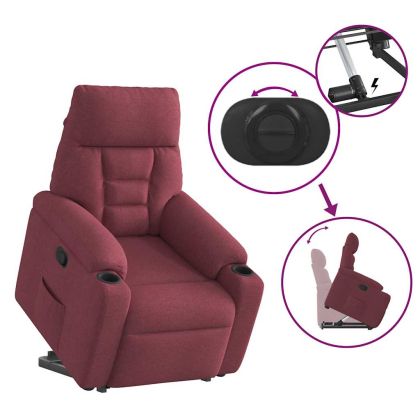 Изправящ реклайнер стол, виненочервен, текстил