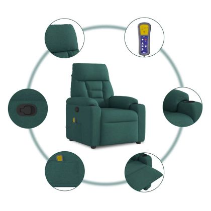 Масажен наклоняем стол, тъмнозелен, текстил