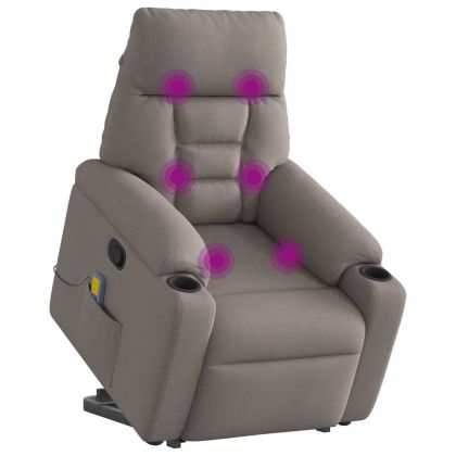 Масажен изправящ стол реклайнер, таупе, текстил