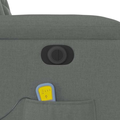 Електрически масажен реклайнер стол, тъмносив, текстил