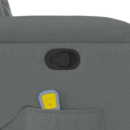 Масажен фотьойл с регулируема облегалка, тъмносив, плат