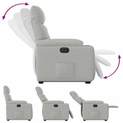 Електрически изправящ реклайнер стол, облачно сив, текстил