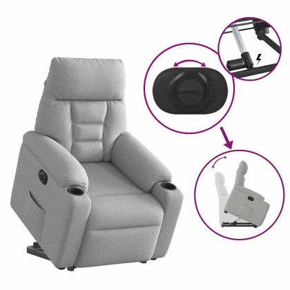 Електрически изправящ реклайнер стол, облачно сив, текстил