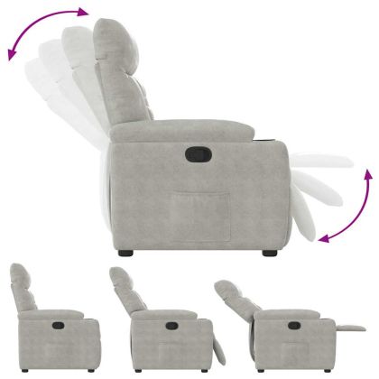 Реклайнер стол, светлосив, микрофибърен текстил