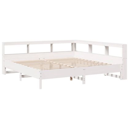 Легло с етажерка за книги, без матрак, 200x200 см, бор масив