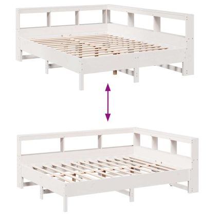 Легло с етажерка за книги, без матрак, 150x200 см, бор масив
