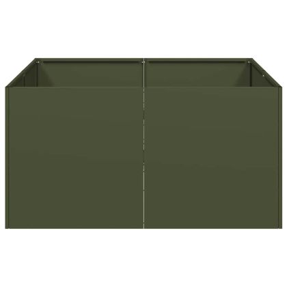 Кашпа, маслиненозелена, 80x80x40 см, студеновалцувана стомана
