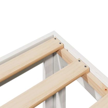 Семейна рамка за легло без матрак Бяла Масивна дървесина Бор