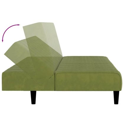 2-местно разтегателно канапе, светлозелено, кадифе