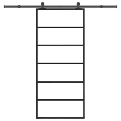 Плъзгаща се врата с обков 90x205 см ESG стъкло и алуминий