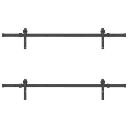 Комплект механизъм за плъзгаща врата, 152,5 см, стомана, черен
