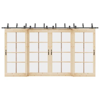 Комплект механизъм за плъзгаща врата, 427 см, стомана, черен