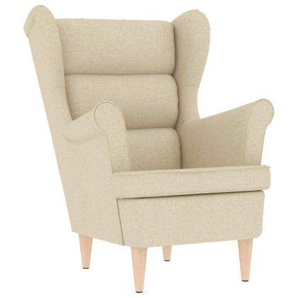 Фотьойл с табуретка за крака, кремав, текстил