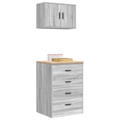 гаражни шкафове, 2 бр, сив сонома, инженерно дърво