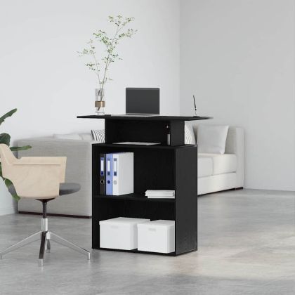 Рецепционно бюро, черно, 100x40x104 см, инженерно дърво