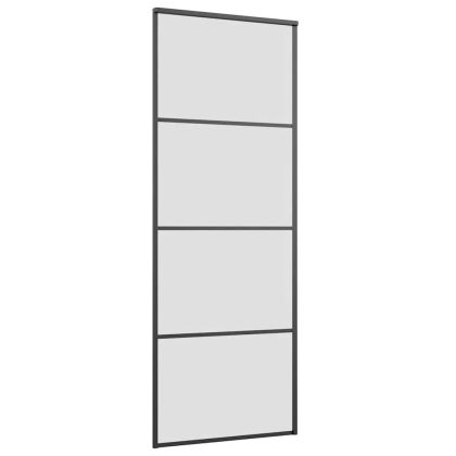 Плъзгаща се врата с обков черна 76x205 см ESG стъкло