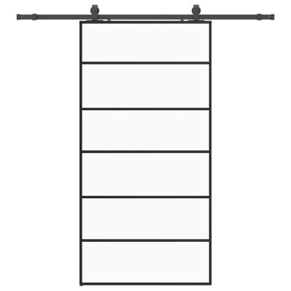 Плъзгаща се врата с механизъм черна 102x205 см ESG стъкло