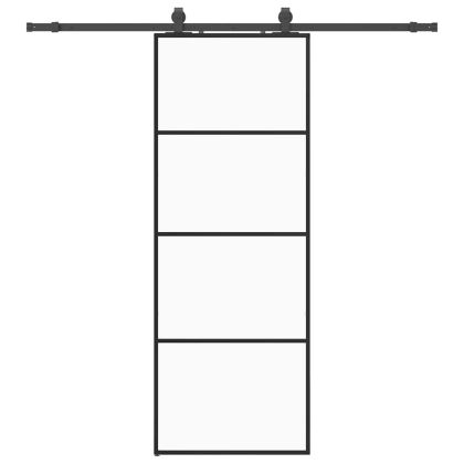 Плъзгаща се врата с обков черна 76x205 см ESG стъкло