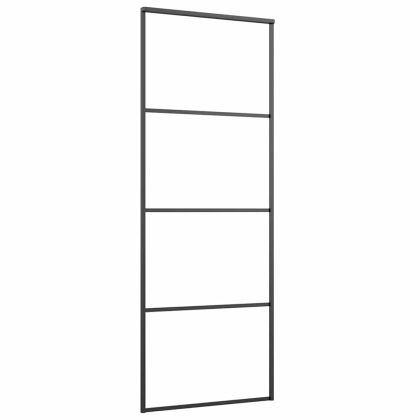 Плъзгаща се врата с обков черна 76x205 см ESG стъкло