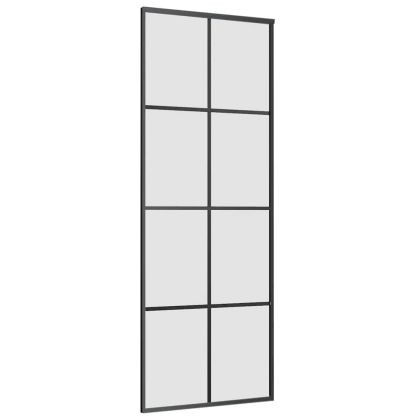 Плъзгаща се врата с обков черна 76x205 см ESG стъкло