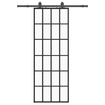 Плъзгаща се врата с обков черна 76x205 см ESG стъкло
