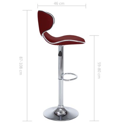 323649 Bar Stools 2 pcs Wine Red Faux Leather