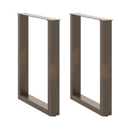 Крака за трапезна маса, U-образни, 2 бр., естествена стомана, 70 x (72-73) см, стомана