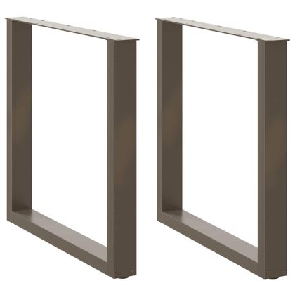 Крака за трапезна маса, U-образни, 2 бр., естествена стомана, 80 x (72-73) см, стомана