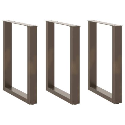 Крака за трапезна маса, U-образни, 3 бр., естествена стомана, 70 x (72-73) см, стомана