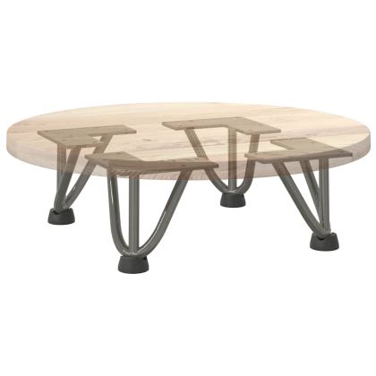 Крака тип „фиба“ за масичка за кафе, 4 бр., естествена стомана, 10 см, масивна стомана