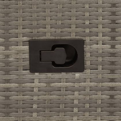 Градински диван с 2 места и маса, сив, полиратан