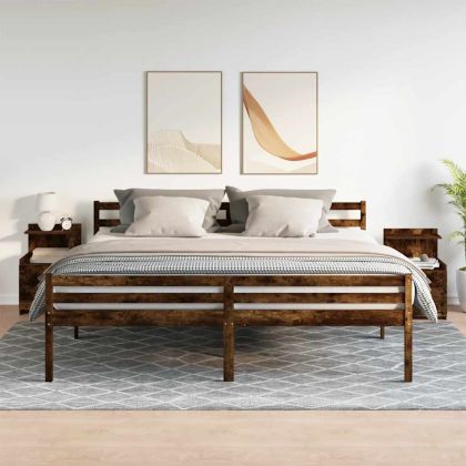 Нощни шкафчета, 2 бр. с 2 чекмеджета, пушен дъб, 40x36,5x62 см