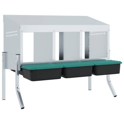 Кутия за гнездене за пилета с 3 отделения и крака, поцинкована стомана