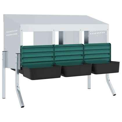 Кутия за гнездене за пилета с 3 отделения и крака, поцинкована стомана