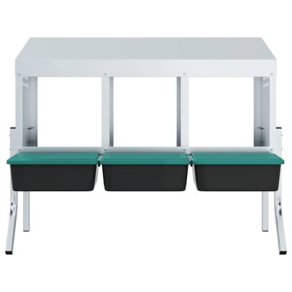 Кутия за гнездене за пилета с 3 отделения и крака, поцинкована стомана