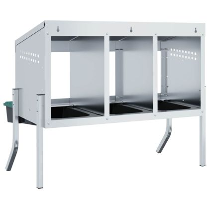 Кутия за гнездене за пилета с 3 отделения и крака, поцинкована стомана