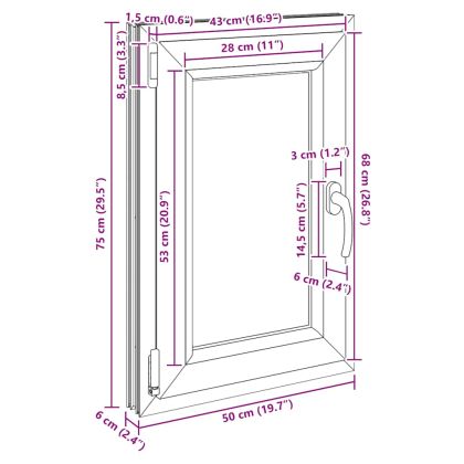Прозорец за мазе "RISOR" 50x75 см Отварящо-отваряем DIN ляв антрацит