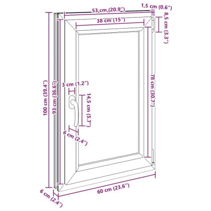 Прозорец за мазе "RISOR" 60x100 см Отварящо-отваряем DIN десен антрацит