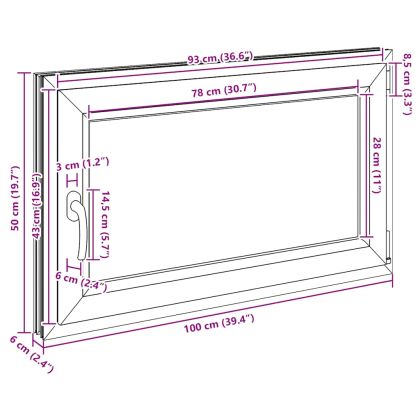 Прозорец за мазе "RISOR" 100x50 см Отварящо-отваряем DIN десен антрацит