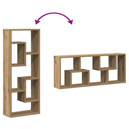 Стенен рафт, дъбов, 36x16x90 см, инженерно дърво