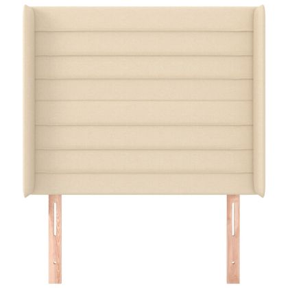 Горна табла за легло с уши, кремава, 93x16x118/128 см, плат
