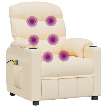 Електрически масажен стол, кремав, текстил