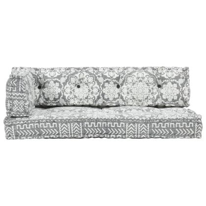 Палетна възглавница за диван, светлосива, текстил, пачуърк