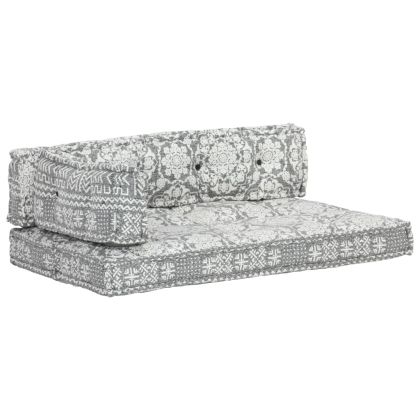 Палетна възглавница за диван, светлосива, текстил, пачуърк