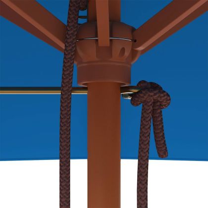 Градински чадър с дървен прът, син, 150x200 см