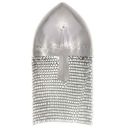 Рицарски шлем, антична реплика, ЛАРП, сребрист, стомана