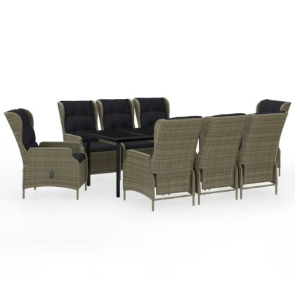 Градински трапезен комплект, 9 части, кафяв