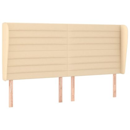 Горна табла за легло с уши, кремава, 203x23x118/128 см, плат